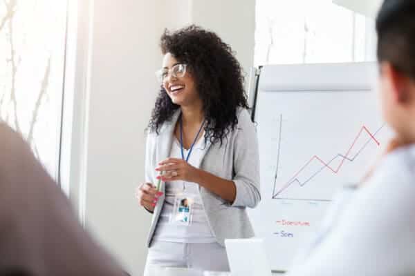 woman presenting member growth