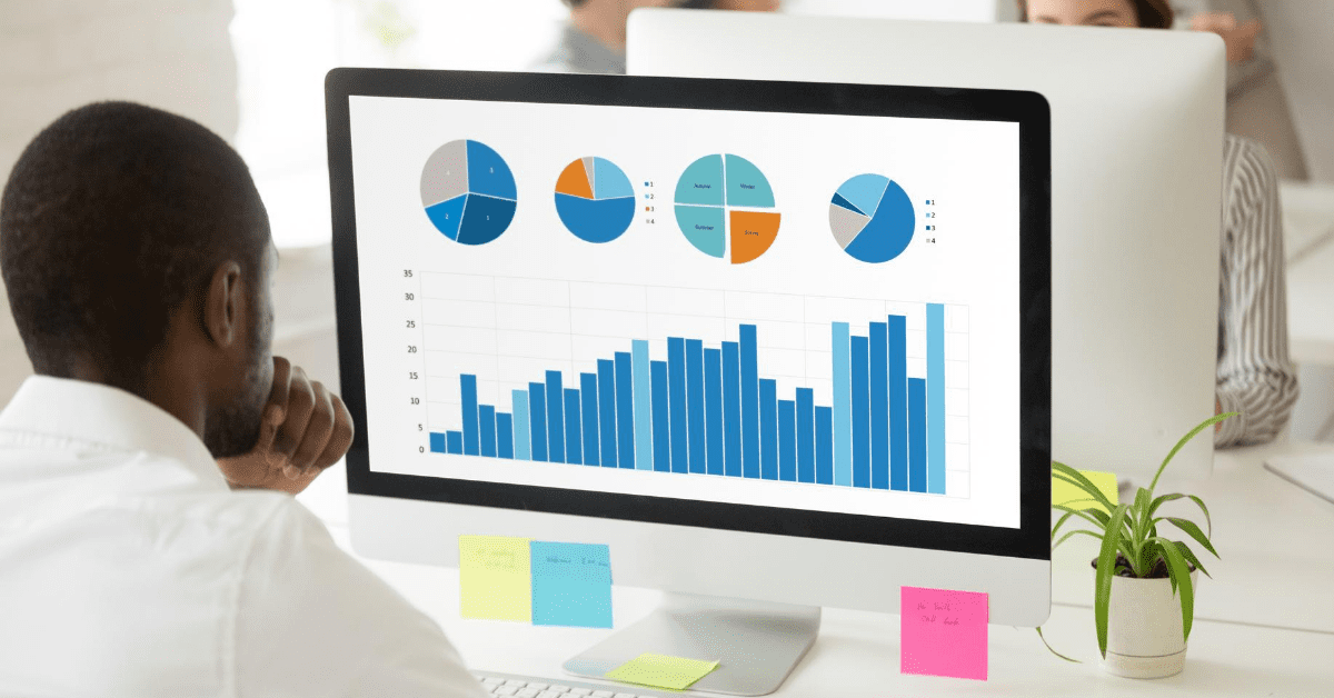 Managers reviewing community metrics