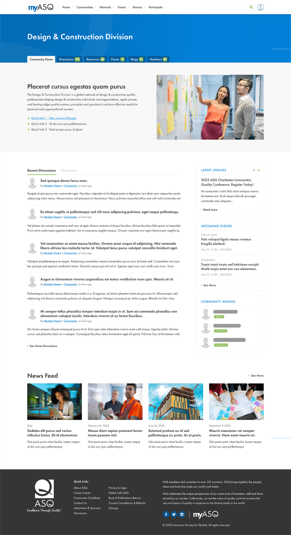 ASQ's member leader community landing page