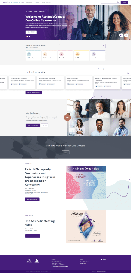 Logged-out homepage from the Aesthetic Society's community