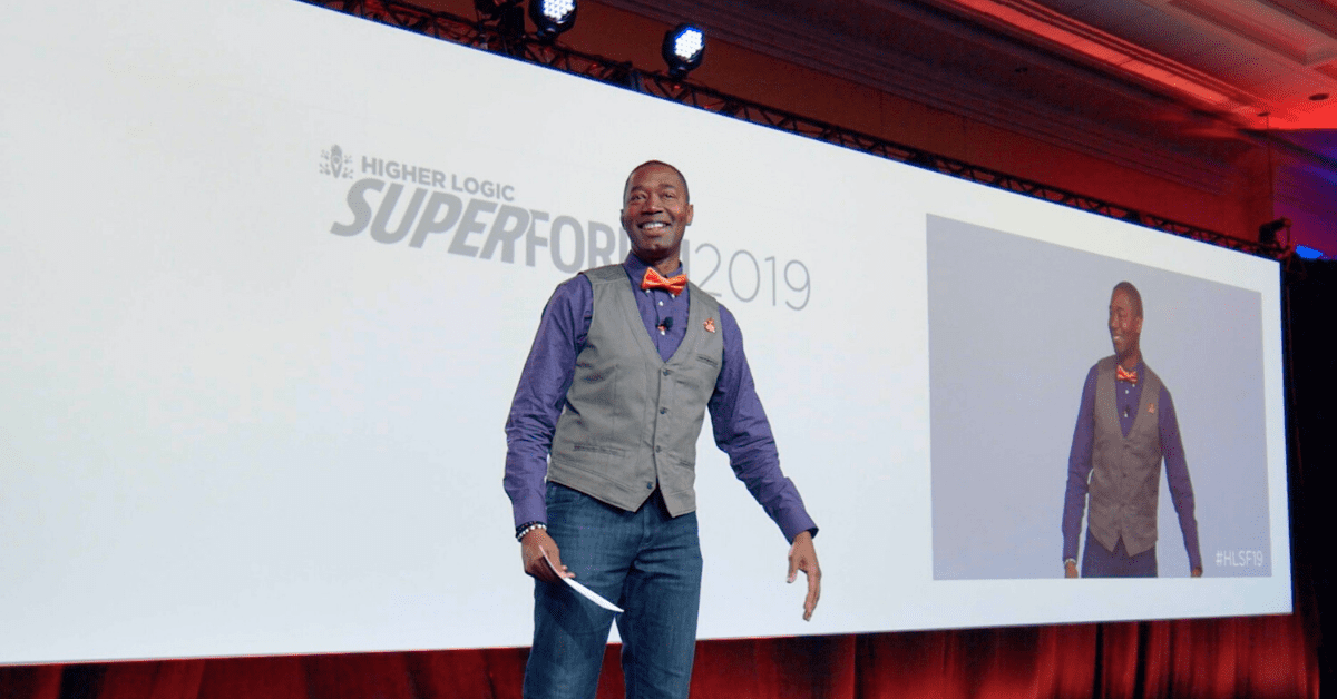 Higher Logic Super Forum emcee Mark Daniels