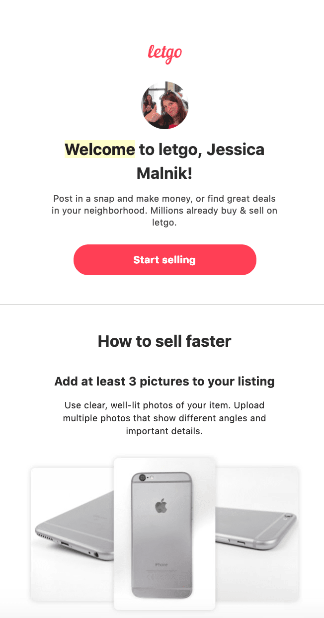 Letgo Welcome Email