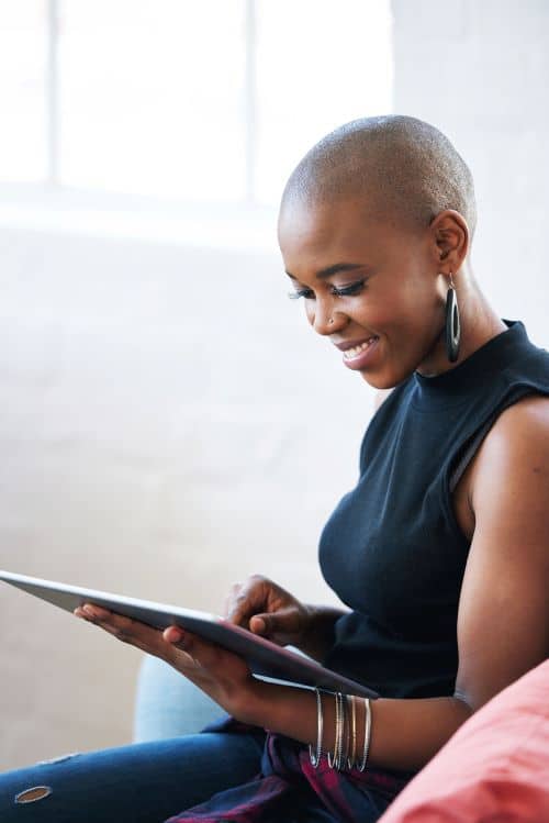 woman reviewing email design to improve email performance