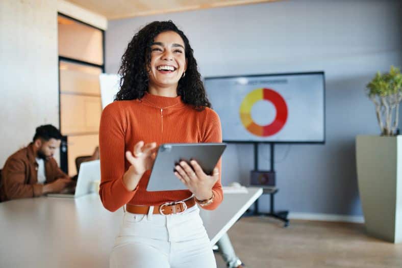 woman smiling about improving results with data validation