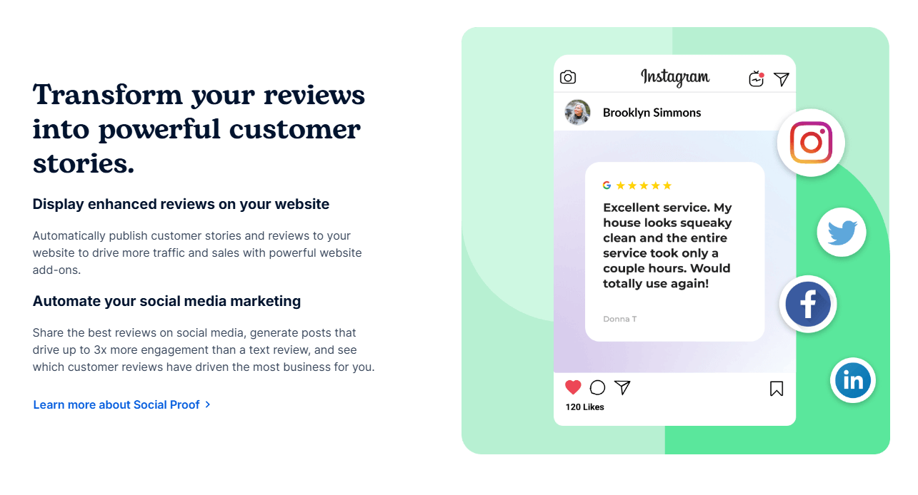 Screenshot of the NiceJob website, showing a social media post created with customer advocacy software
