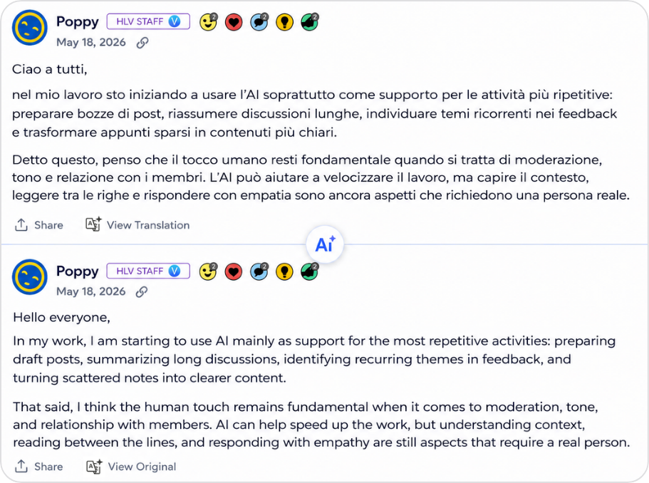 Higher Logic Vanilla AI translations community